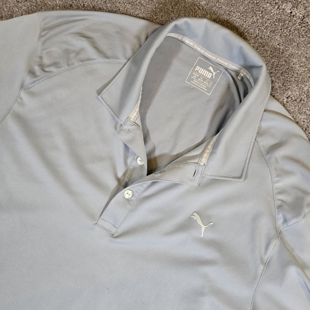 Puma Golf Polo Dry Cell Shirt Mens Large Gray Polo Shirt